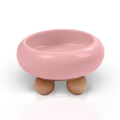 Precious Tails P.t. Supply Co. Elevated Bubble Shaped Pink Stoneware Elevated Pet Bowl, Raised Ceramic Food & Water