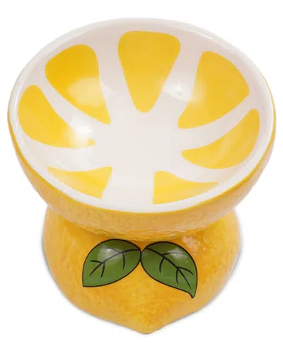 Precious Tails P.t. Supply Co. Lemon Stoneware Elevated Pet Bowl