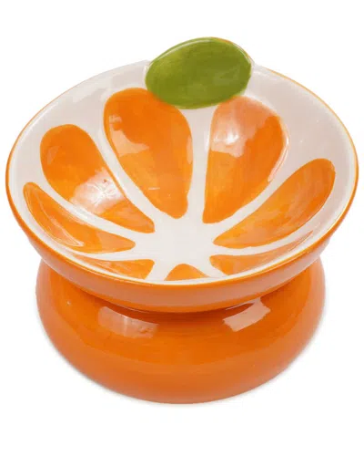 Precious Tails P.t. Supply Co. Orange Stoneware Elevated Pet Bowl