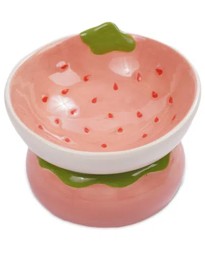 Precious Tails P.t. Supply Co. Strawberry Stoneware Elevated Pet Bowl