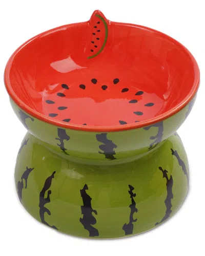 Precious Tails P.t. Supply Co. Watermelon Stoneware Elevated Pet Bowl