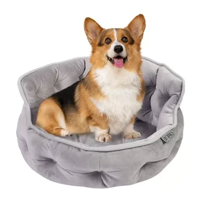 Precious Tails Round Cuddler Gray Pet Bed