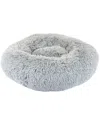 Precious Tails Super Lux Large Fur Donut Pet Bed In Gray