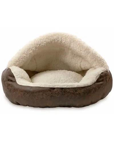 Precious Tails Vegan Leather Deep Dish Cave Pet Bed In Black