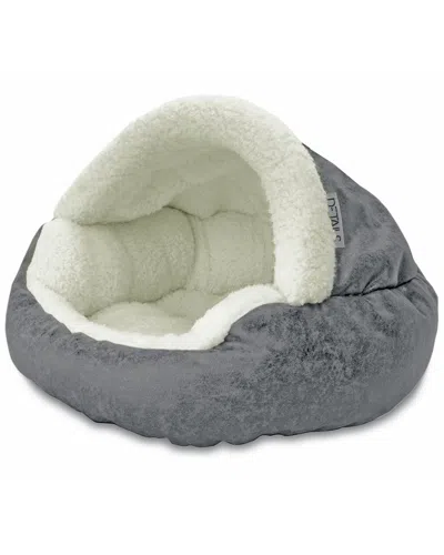 Precious Tails Vegan Leather Deep Dish Cave Pet Bed In Gray