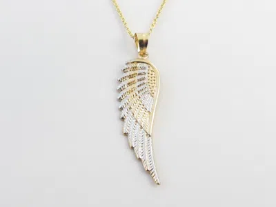 Pre-owned Preciousgold4you 14k Yellow And White Gold Angel Wing Charm Necklace 16" 18" 20"