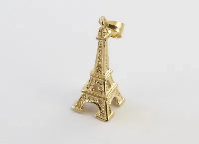 Pre-owned Preciousgold4you 14k Yellow Gold Paris Eiffel Tower Charm Pendant
