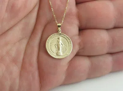 Pre-owned Preciousgold4you 14k Yellow Gold Virgin Mary Pendant Necklace 16" 18" 20"