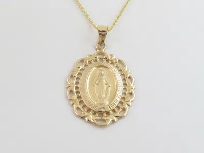 Pre-owned Preciousgold4you 14k Yellow Gold Virgin Mary Pendant Necklace 16" 18" 20"