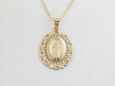 Pre-owned Preciousgold4you 14k Yellow Gold Virgin Mary Pendant Necklace 16" 18" 20"