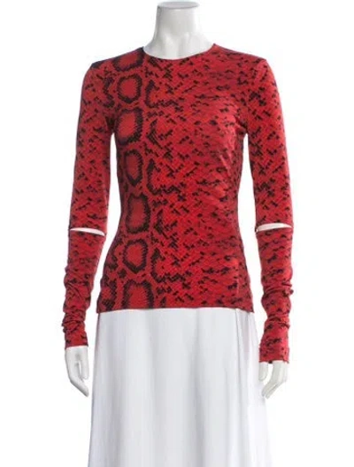 Pre-owned Preen By Thornton Bregazzi Animal Print Crew Neck Top In Red