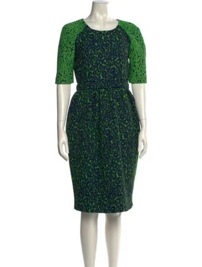Pre-owned Preen By Thornton Bregazzi Animal Print Knee-length Dress In Green