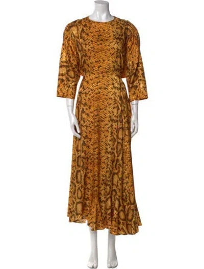 Pre-owned Preen By Thornton Bregazzi Animal Print Long Dress In Yellow