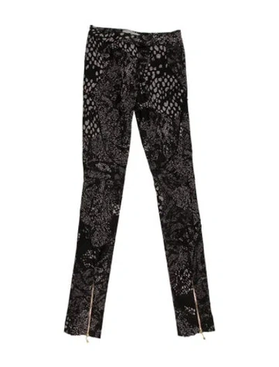 Pre-owned Preen By Thornton Bregazzi Animal Print Skinny Leg Pants In Black