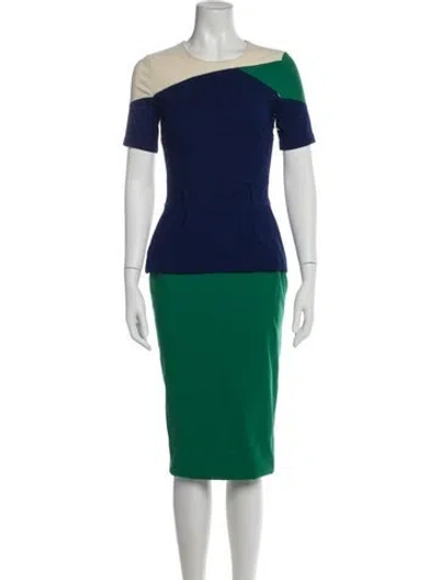 Pre-owned Preen By Thornton Bregazzi Colorblock Pattern Knee-length Dress In Green