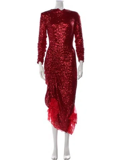 Pre-owned Preen By Thornton Bregazzi Crew Neck Long Dress In Red