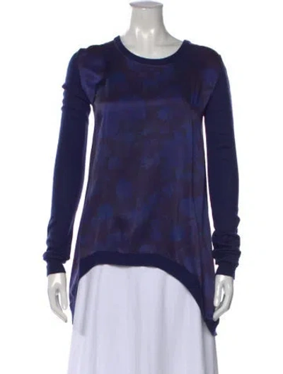 Pre-owned Preen By Thornton Bregazzi Floral Print Crew Neck Sweater In Blue