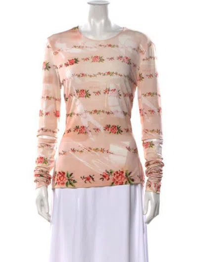 Pre-owned Preen By Thornton Bregazzi Floral Print Crew Neck Top In Pink