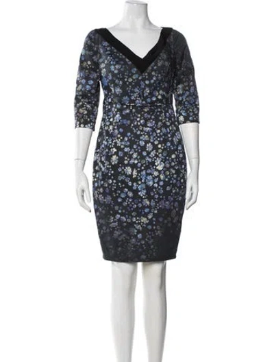 Pre-owned Preen By Thornton Bregazzi Floral Print Knee-length Dress In Blue