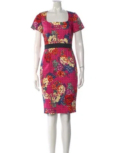 Pre-owned Preen By Thornton Bregazzi Floral Print Knee-length Dress In Pink