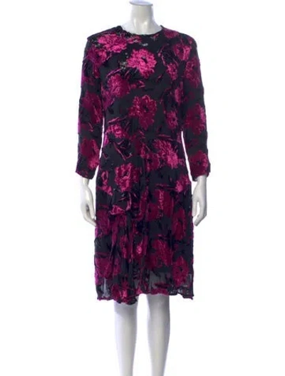 Pre-owned Preen By Thornton Bregazzi Floral Print Knee-length Dress In Purple