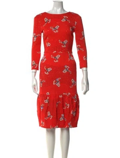 Pre-owned Preen By Thornton Bregazzi Floral Print Knee-length Dress W/ Tags In Orange