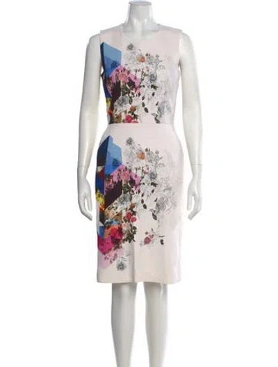 Pre-owned Preen By Thornton Bregazzi Floral Print Knee-length Dress In White