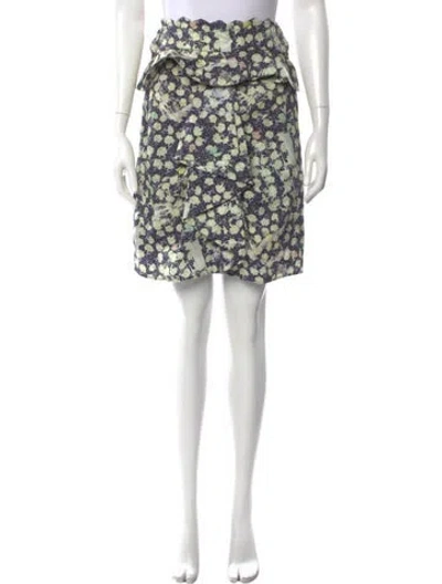 Pre-owned Preen By Thornton Bregazzi Floral Print Knee-length Skirt In Blue