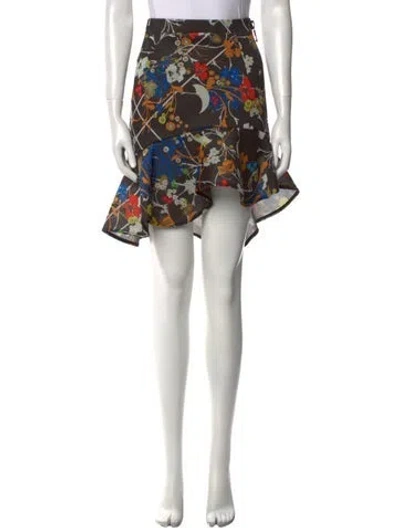 Pre-owned Preen By Thornton Bregazzi Floral Print Knee-length Skirt In Green