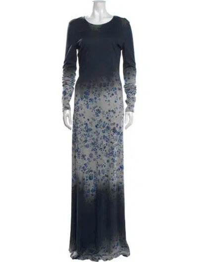 Pre-owned Preen By Thornton Bregazzi Floral Print Long Dress In Blue