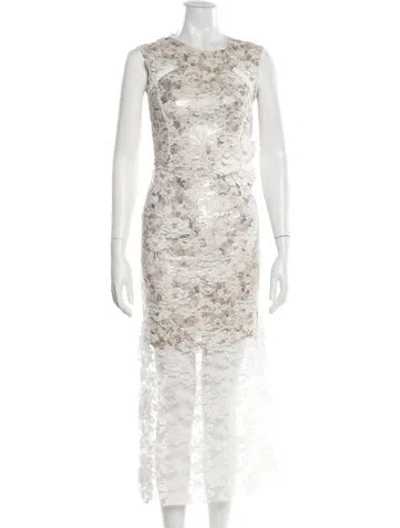 Pre-owned Preen By Thornton Bregazzi Floral Print Long Dress In Neutral