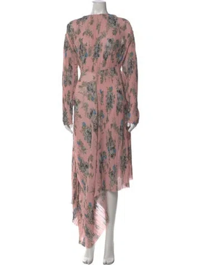Pre-owned Preen By Thornton Bregazzi Floral Print Long Dress In Pink