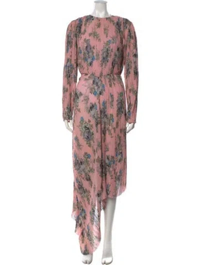 Pre-owned Preen By Thornton Bregazzi Floral Print Long Dress In Pink