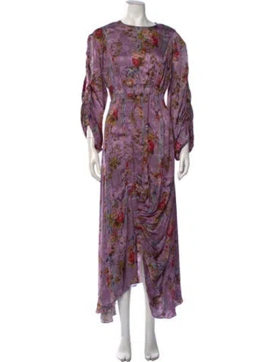 Pre-owned Preen By Thornton Bregazzi Floral Print Long Dress In Purple