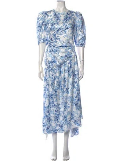 Pre-owned Preen By Thornton Bregazzi Floral Print Long Dress In White