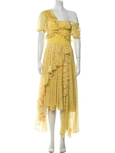 Pre-owned Preen By Thornton Bregazzi Floral Print Long Dress In Yellow