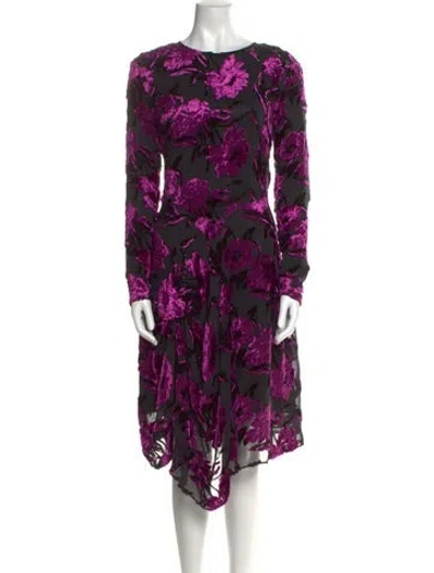 Pre-owned Preen By Thornton Bregazzi Floral Print Midi Length Dress In Black
