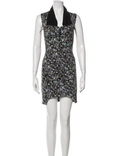 Pre-owned Preen By Thornton Bregazzi Floral Print Midi Length Dress In Black