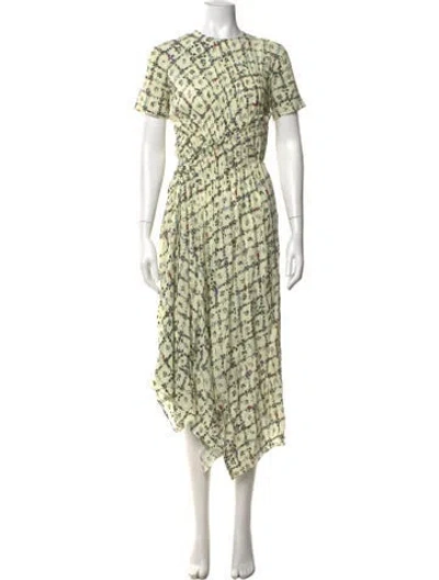 Pre-owned Preen By Thornton Bregazzi Floral Print Midi Length Dress In Green