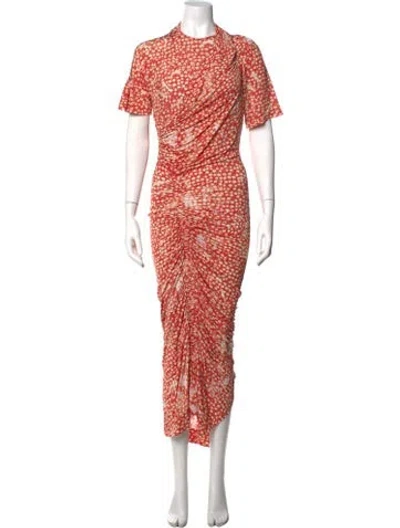 Pre-owned Preen By Thornton Bregazzi Floral Print Midi Length Dress In Orange