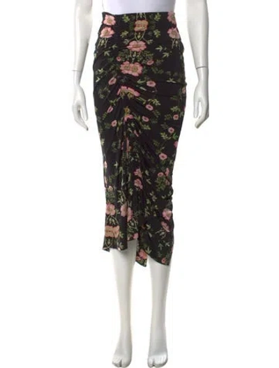 Pre-owned Preen By Thornton Bregazzi Floral Print Midi Length Skirt In Black