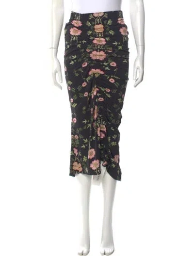 Pre-owned Preen By Thornton Bregazzi Floral Print Midi Length Skirt In Black