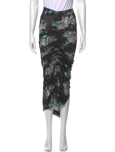 Pre-owned Preen By Thornton Bregazzi Floral Print Midi Length Skirt In Black/blue