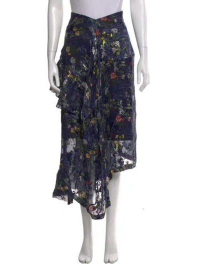 Pre-owned Preen By Thornton Bregazzi Floral Print Midi Length Skirt In Blue