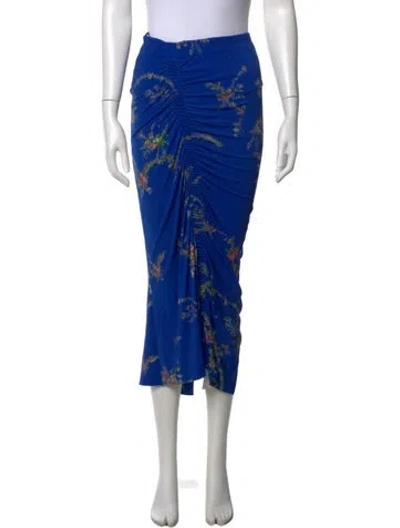 Pre-owned Preen By Thornton Bregazzi Floral Print Midi Length Skirt In Blue