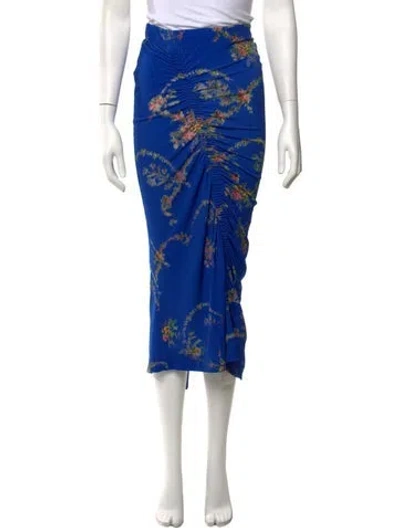 Pre-owned Preen By Thornton Bregazzi Floral Print Midi Length Skirt In Blue