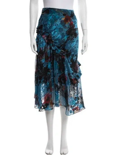 Pre-owned Preen By Thornton Bregazzi Floral Print Midi Length Skirt In Blue