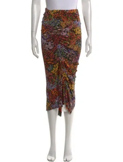 Pre-owned Preen By Thornton Bregazzi Floral Print Midi Length Skirt In Brown