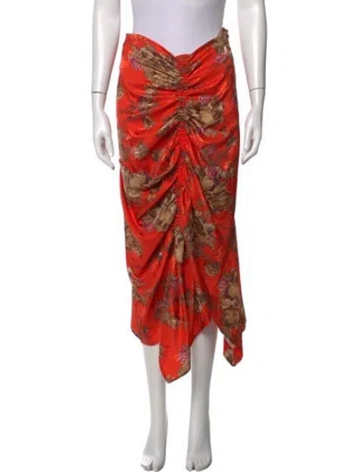 Pre-owned Preen By Thornton Bregazzi Floral Print Midi Length Skirt In Orange