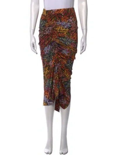 Pre-owned Preen By Thornton Bregazzi Floral Print Midi Length Skirt In Orange